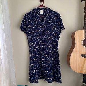 cottagecore vintage navy floral dress